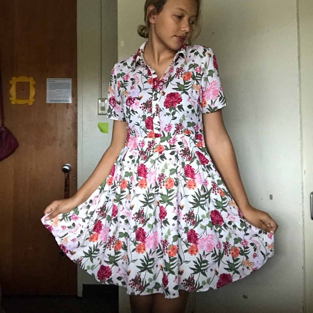 Floral collared mini dress